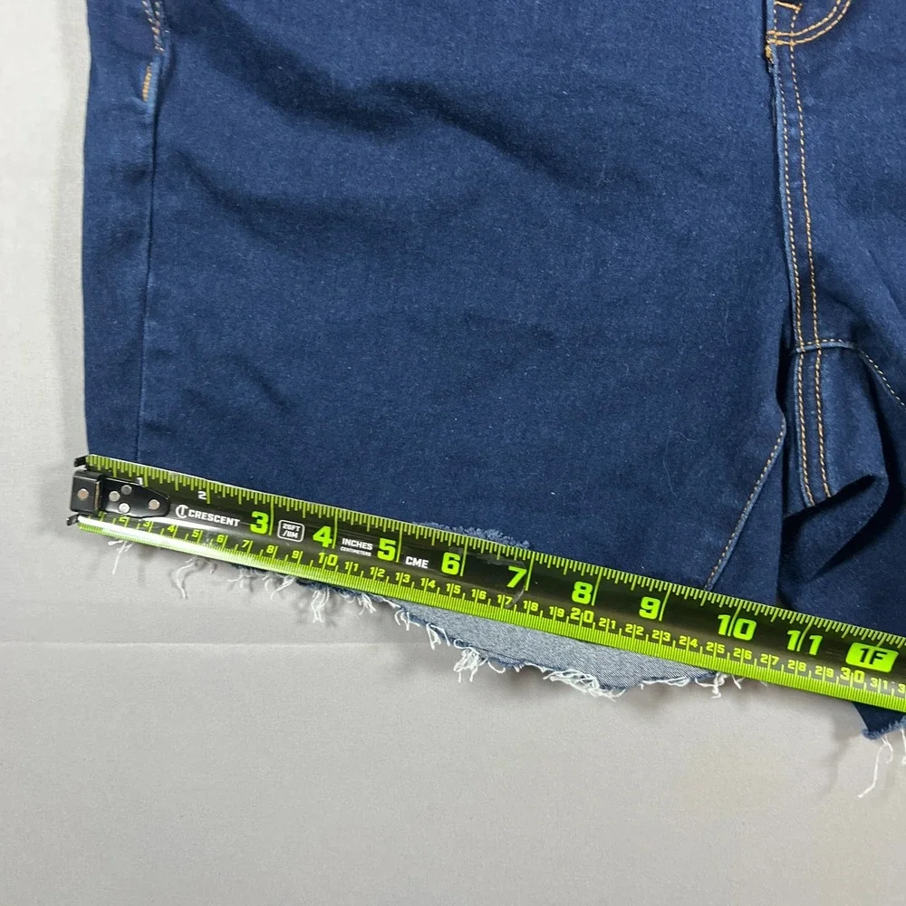 Copper Flash Denim Cut Off Shorts Womens 16W Blue Denim Cotton Dark Wash Raw Hem